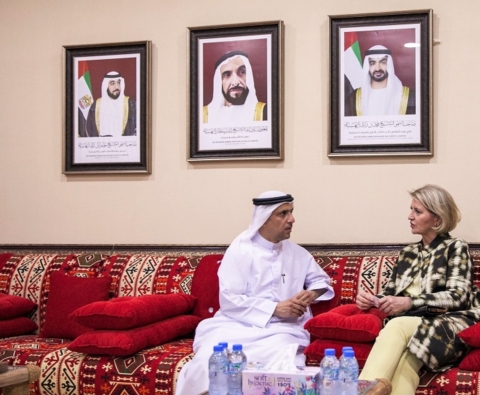 حرم رئيس صربيا تزور جناح مؤسسة خليفة الإنسانية بمهرجان زايد التراثي