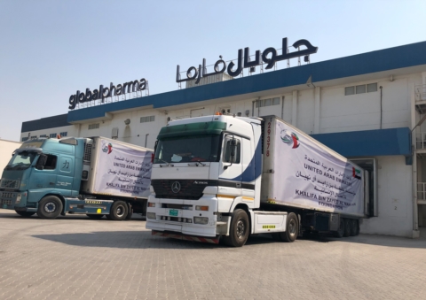 جلوبال فارما تقدم 3.6 طن أدوية لمؤسسة خليفة الإنسانية