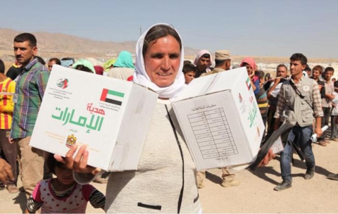 مؤسسة خليفة الانسانية توزع مساعدات على النازحين العراقيين في اربيل